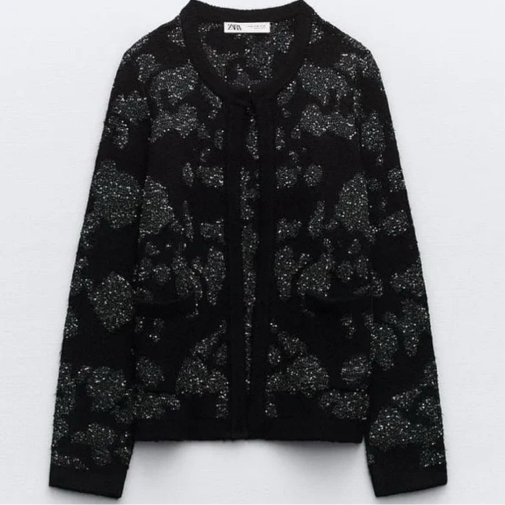 Zara Sequin and Metallic Thread Cardigan